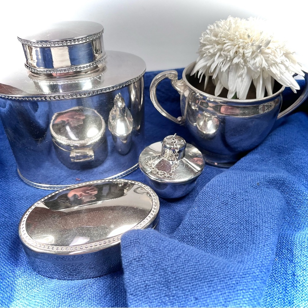 Vintage Silver plate 4pc decor set.
